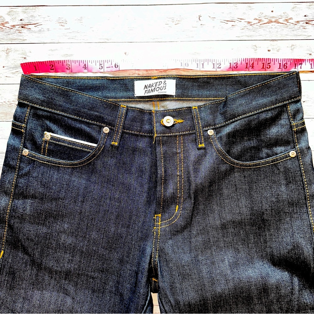 Naked and Famous Left Hand Twill Selvedge %100 cotton Denim Jeans Super Guy fit